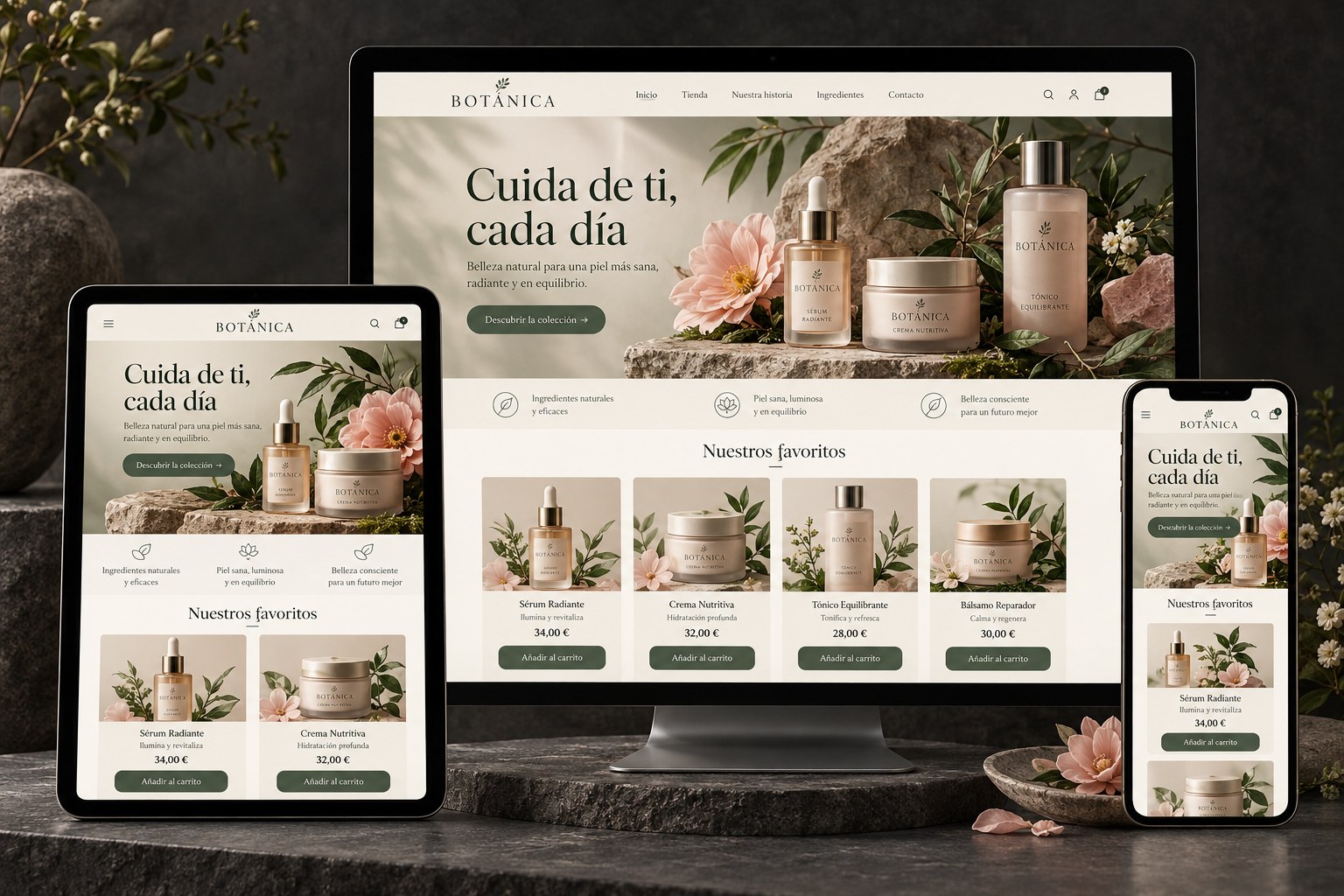 Ejemplo de ecommerce de belleza y cosmética responsive